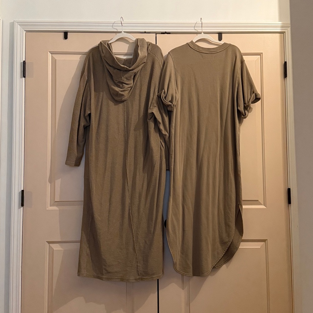 LIKE NEW Free People Coziest Set Maxi Dress + Maxi Cardigan Cardi Oak Bark Small - Picture 6 of 8